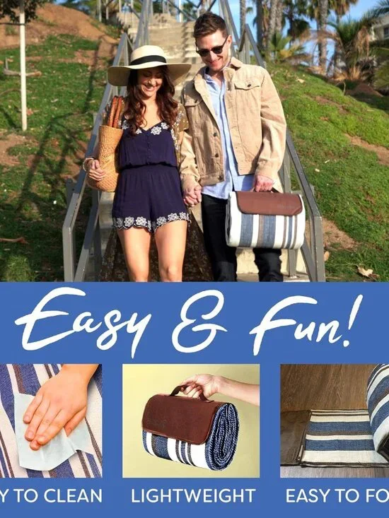 Extra Large Waterproof Picnic Blanket 60" x 60" - Stylish & Soft for Outdoors - Picture 5 of 8